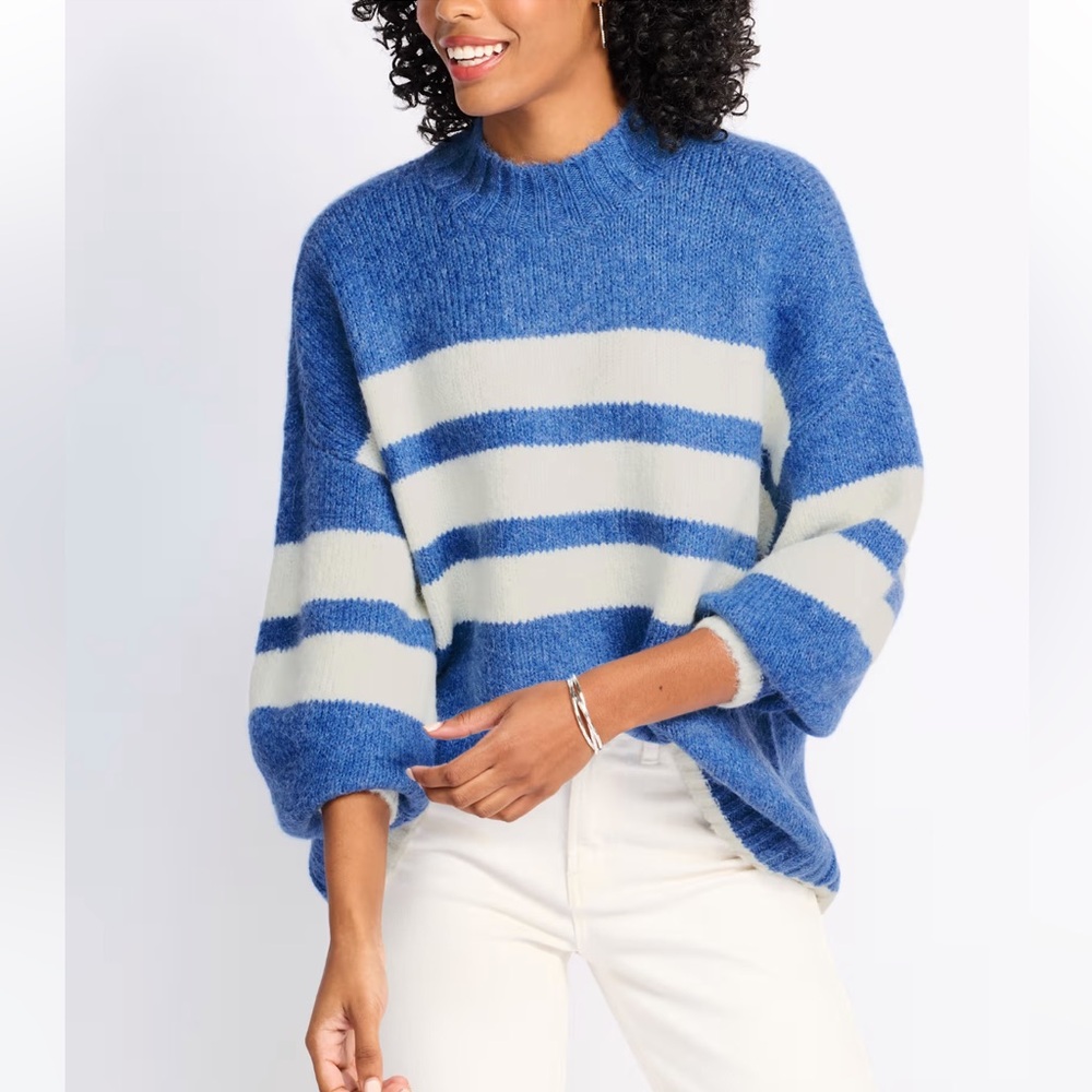 Pistola Carlen Blue and White Striped Varsity Sweater